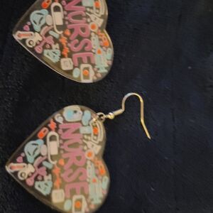 SHEIN Nurse Heart Drop Earrings in Pink, Blue, Orange